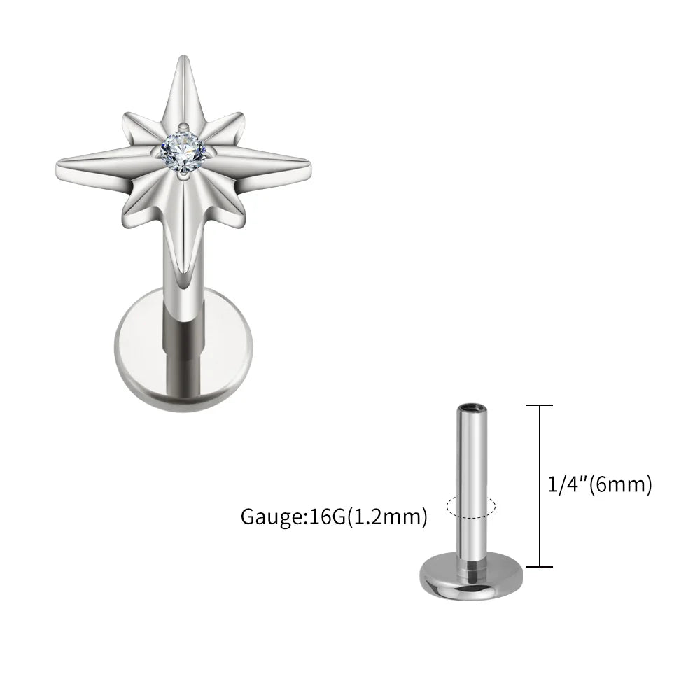 North Star Flatback Stud | Gold & Titanium