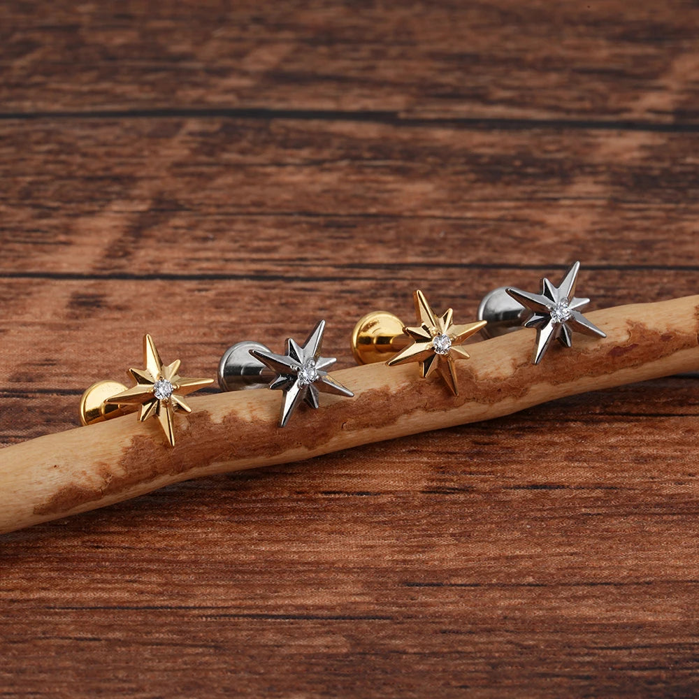 North Star Flatback Stud | Gold & Titanium