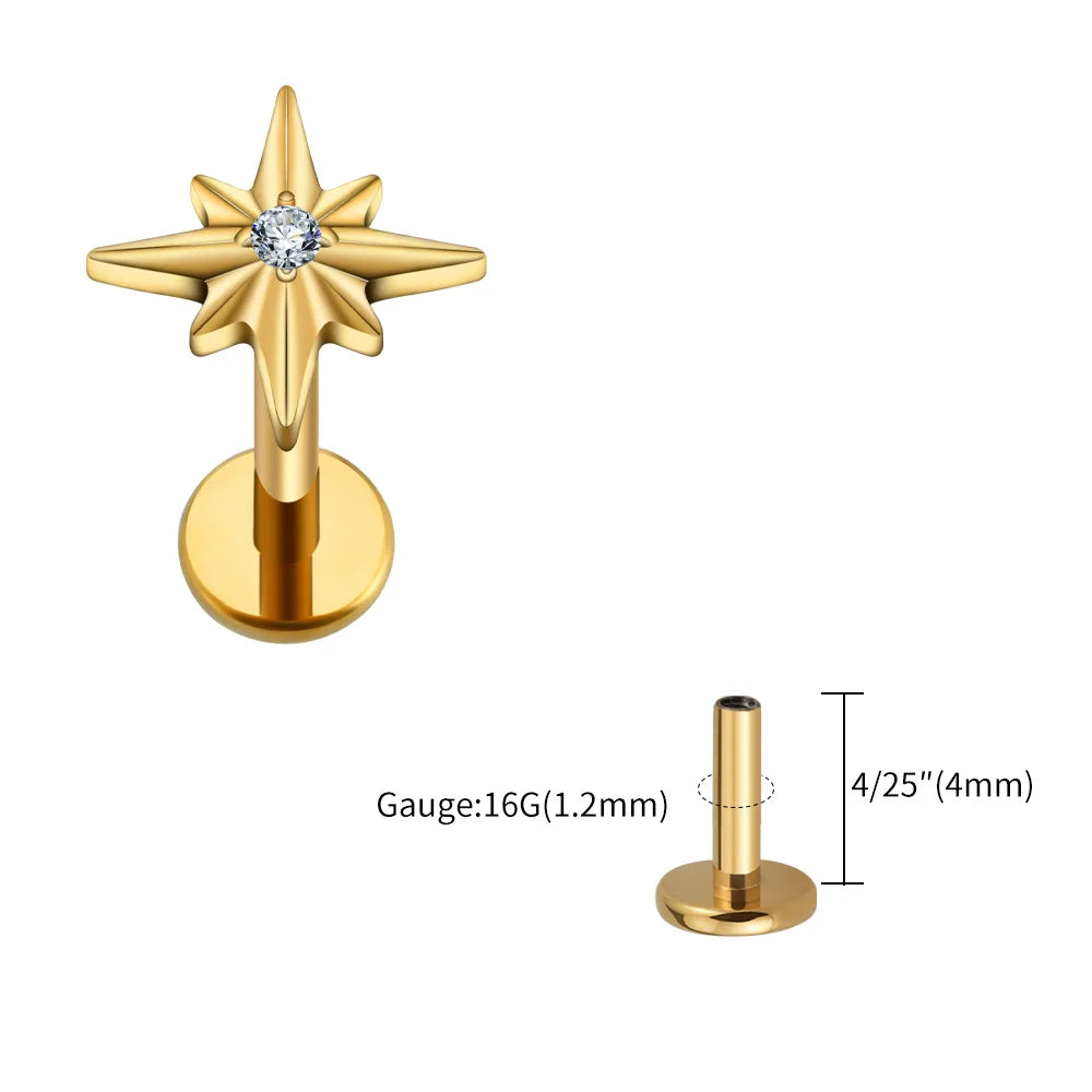 North Star Flatback Stud | Gold & Titanium