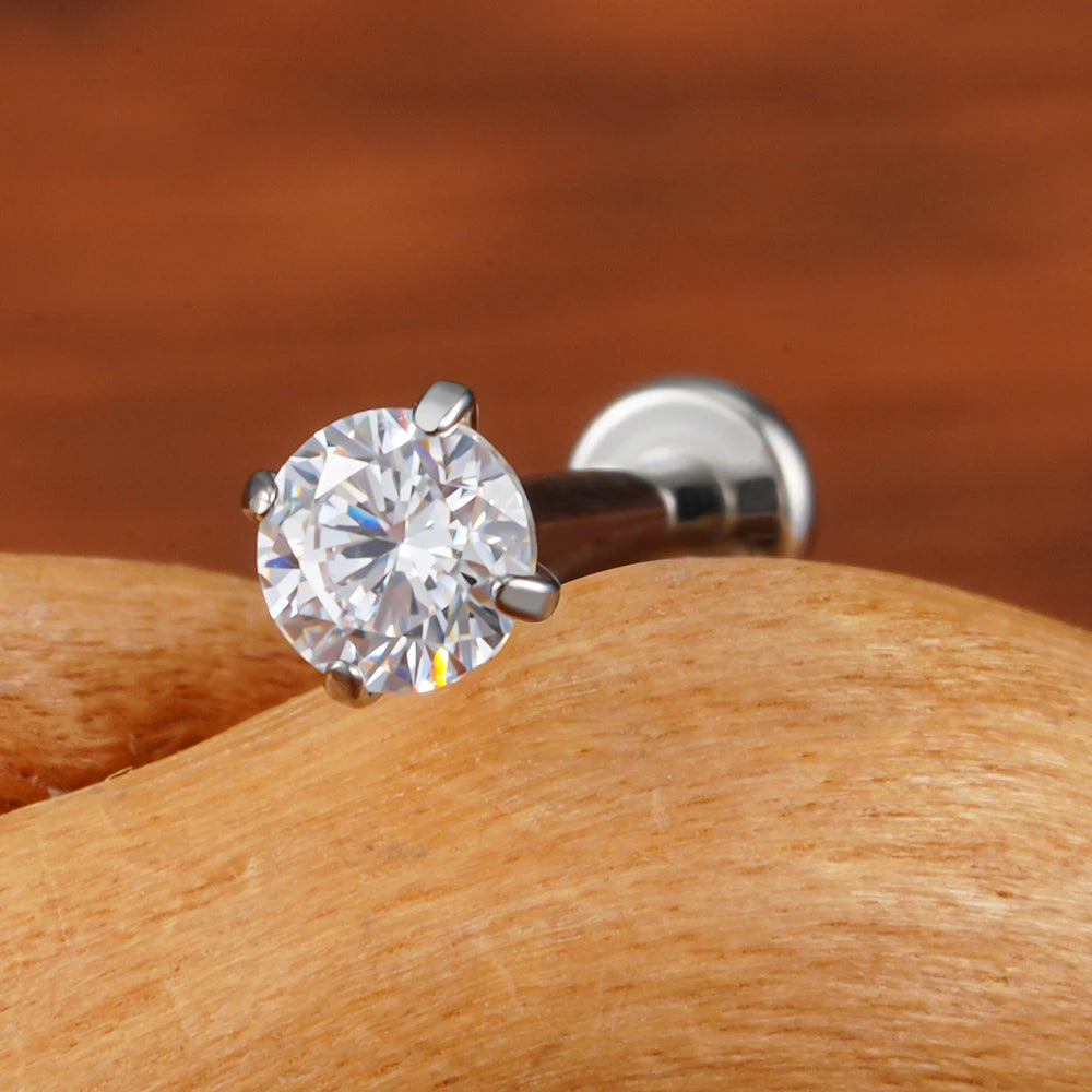 Flatback CZ Stud - Threadless Push Pin