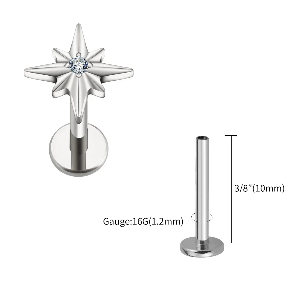 North Star Flatback Stud | Gold & Titanium