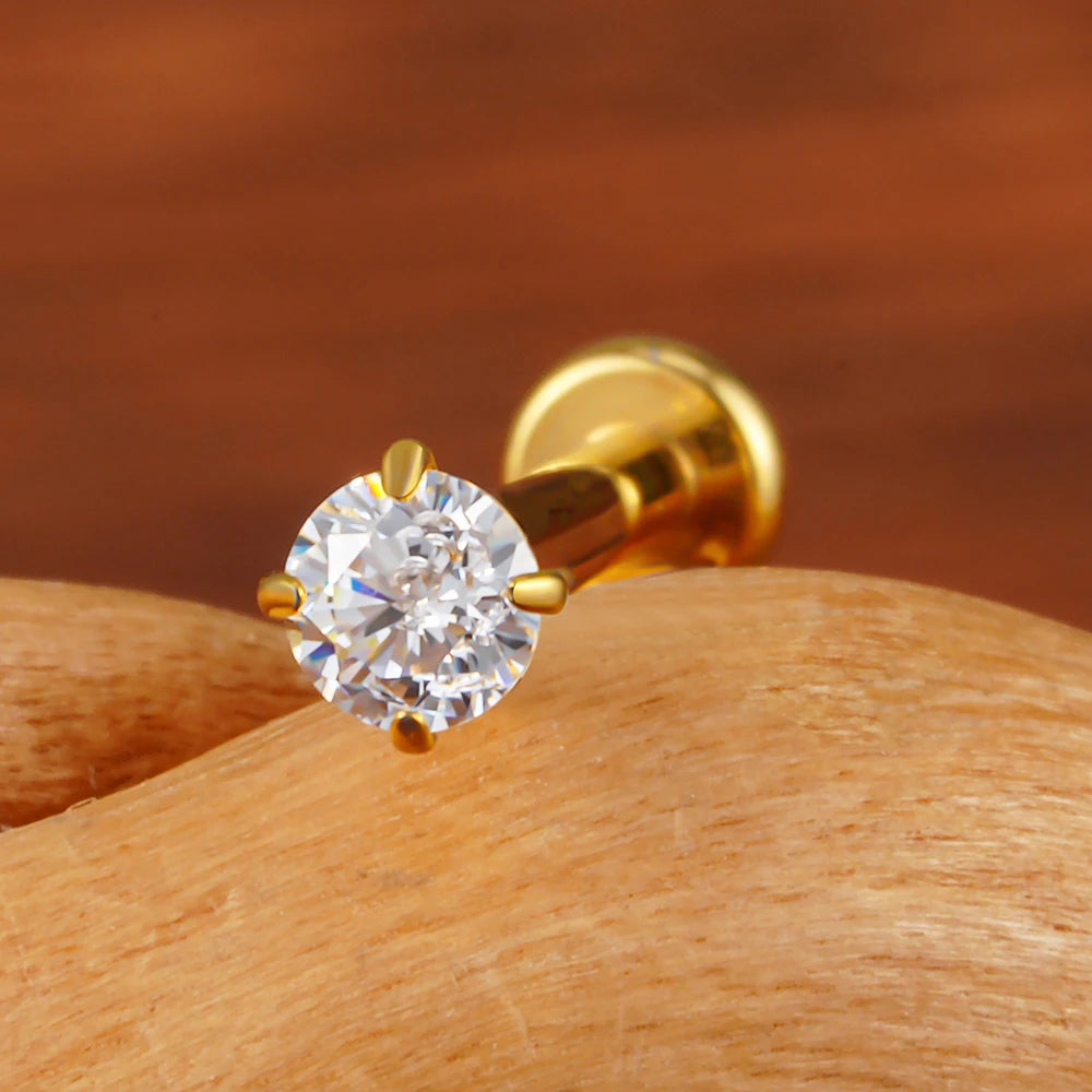 Flatback CZ Stud - Threadless Push Pin