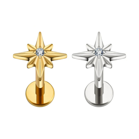 North Star Flatback Stud | Gold & Titanium