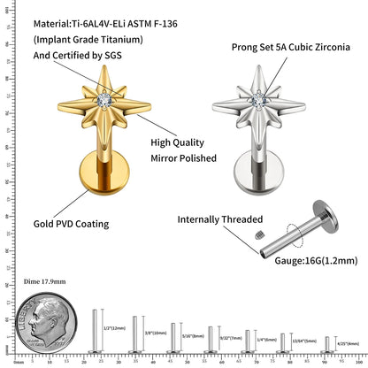 North Star Flatback Stud | Gold & Titanium