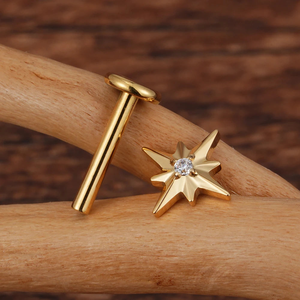 North Star Flatback Stud | Gold & Titanium