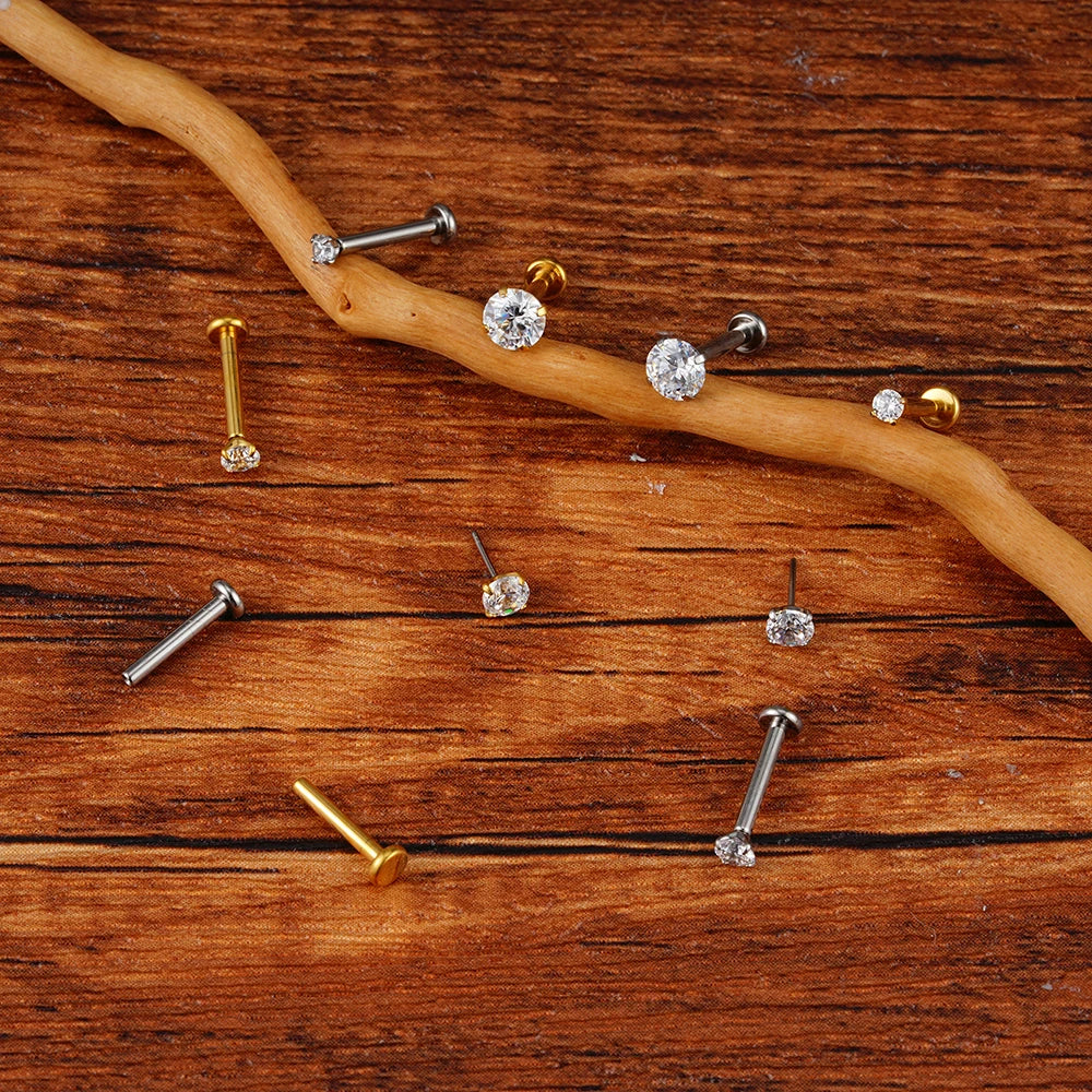 Flatback CZ Stud - Threadless Push Pin