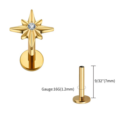 North Star Flatback Stud | Gold & Titanium
