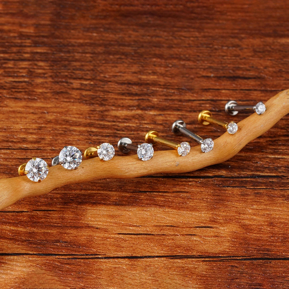 Flatback CZ Stud - Threadless Push Pin